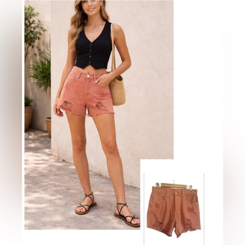 Aeropostale 905 High Rise Pink Cut Off Shorts Size 30